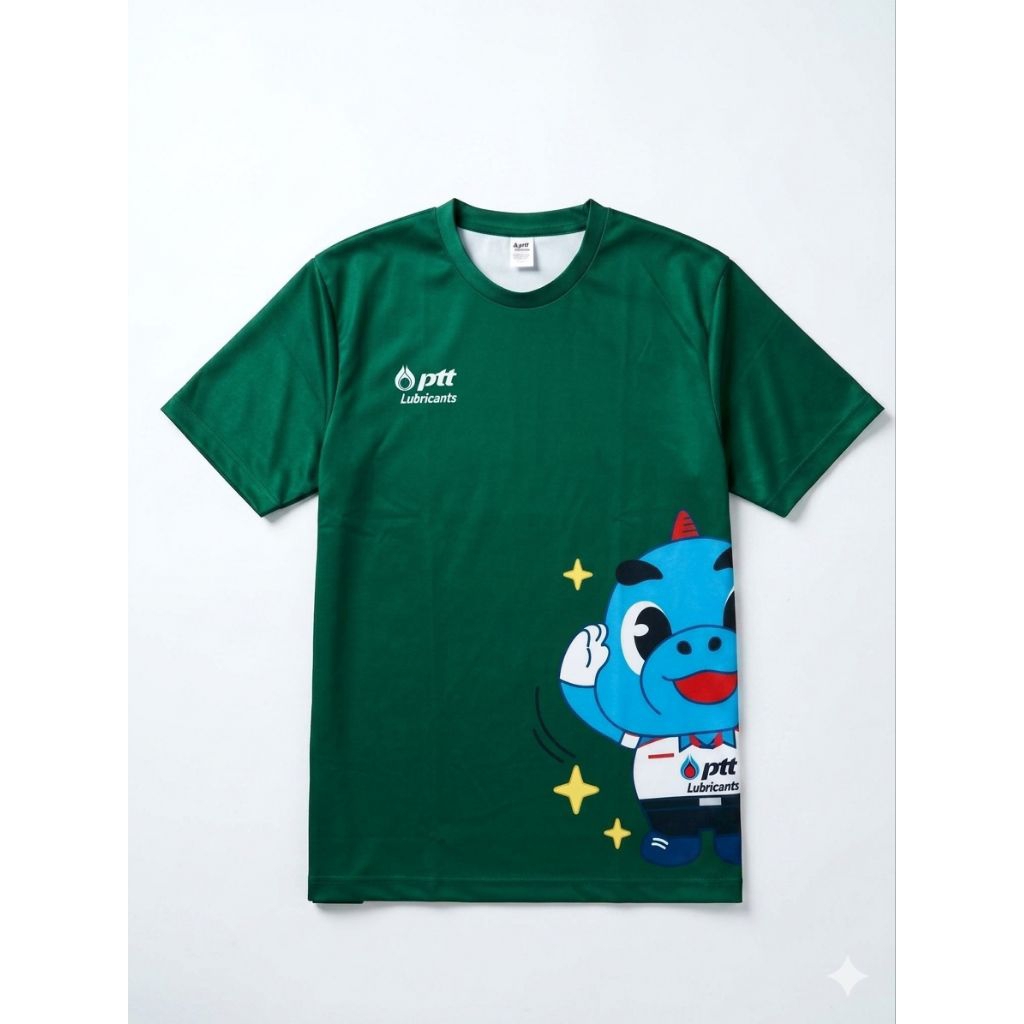 เสื้อPTT( ปตท )ผ้ากีฬาลายมาสคอต "ก๊อดจิ" Godji