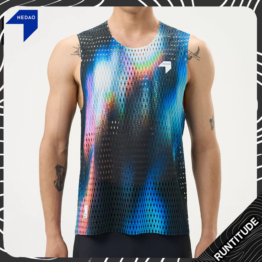 NEDAO เสื้อวิ่ง ผู้ชาย รุ่น MEN'S QIFLOW TWINSKIN SLEEVELESS SHIRT ผ้าเบา แห้งไว
