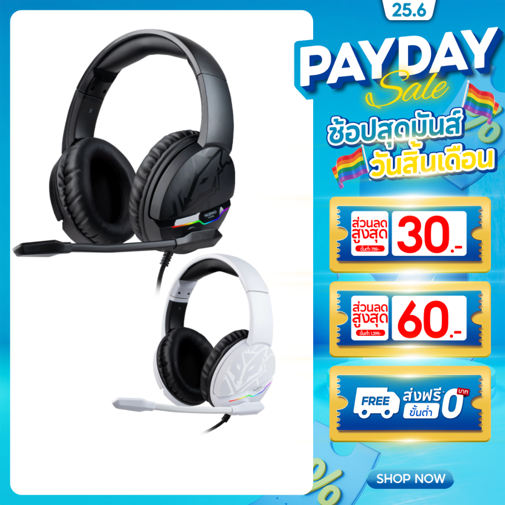 [ประกัน 2 ปี] NUBWO Gaming Headset X902 หูฟังเกมมิ่ง ระบบเสียงเสมือน 7.1 Surround แยกเสียงซ้าย-ขวา ใช้งานง่าย