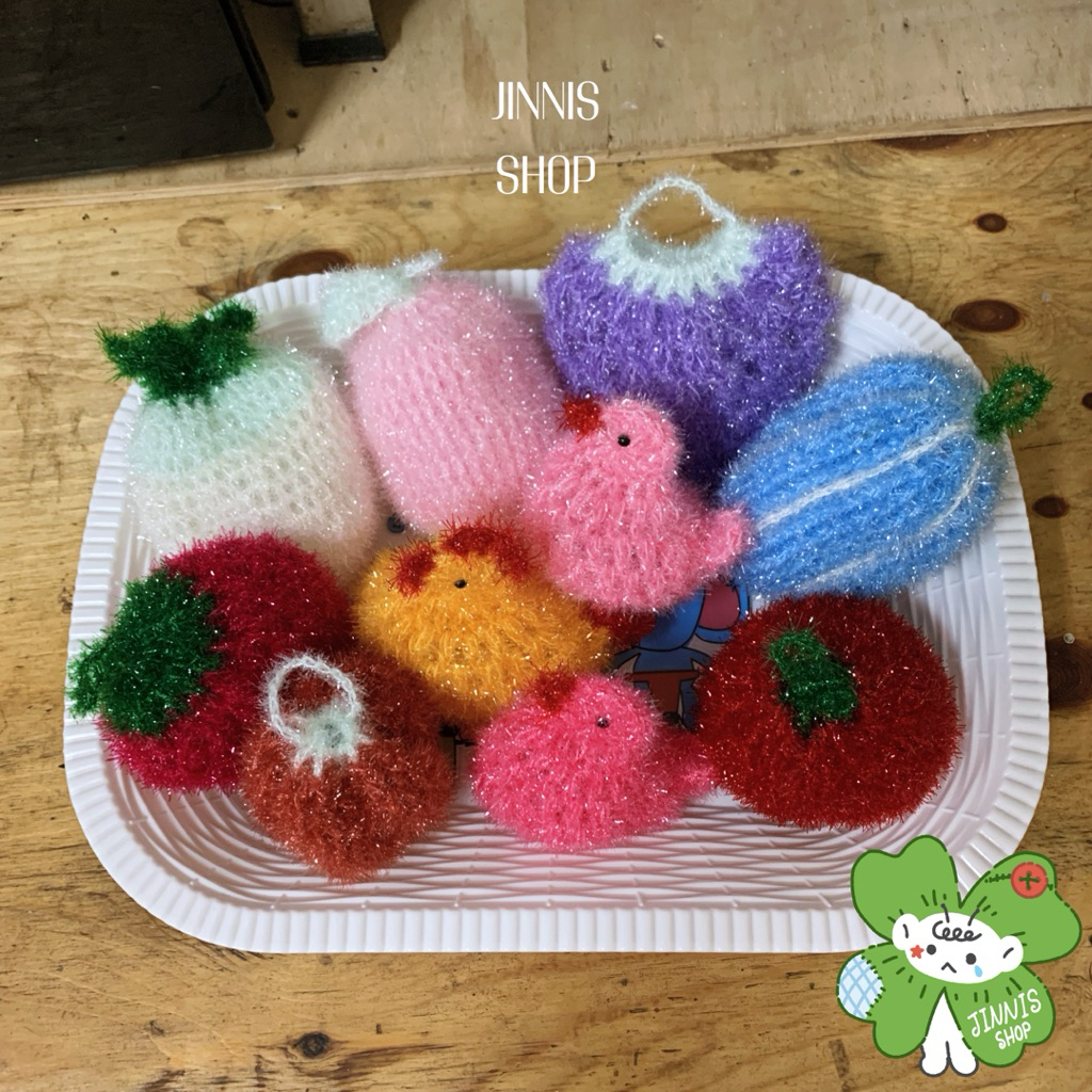 (พร้อมส่ง✅)Dish Scrubbies ใยขัดล้างจานไหมเกาหลี ฟองน้ำล้างจาน ฟองน้ำผลไม้ นุ่มไม่ขูดหม้อ แฮนด์เมด