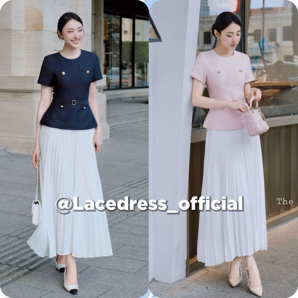 The gallery■ ชุดเซ็ตเสื้อแขนสั้น+กระโปรงพลีท