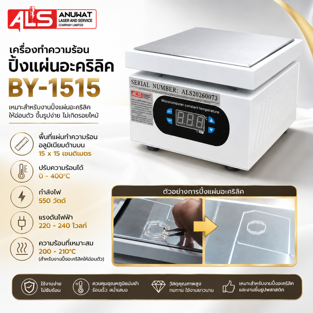 เครื่องทำความร้อนปิ้งแผ่นอะคริลิค BY-1515 เหมาะสำหรับงานเลี่ยมพระ พร้อมส่งจากไทย