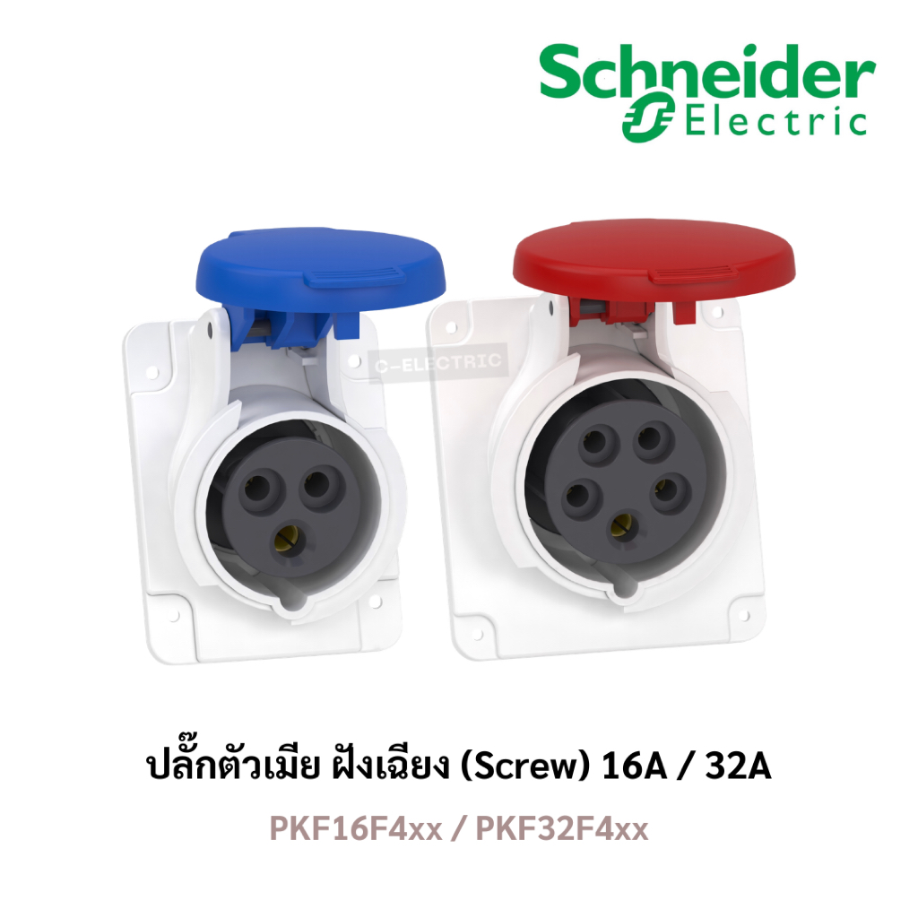 เพาเวอร์ปลั๊ก ตัวเมีย-ฝังเฉียง รุ่น PKF16F4xx / PKF32F4xx Schneider
