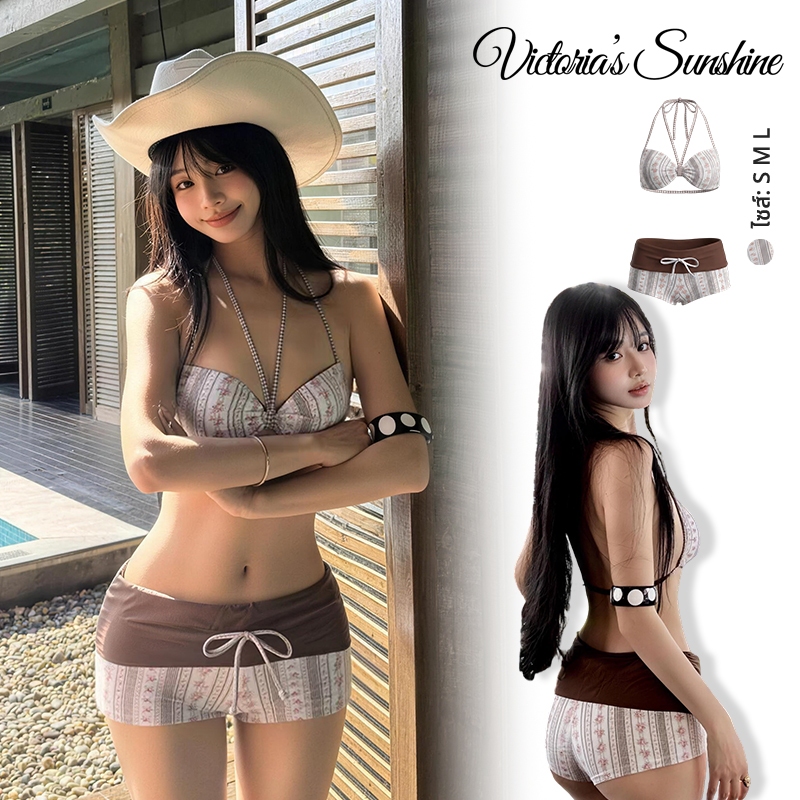 ชุดว่ายน้ำ bikini บิกินี่ 2 ชิ้น เว้าหลัง มีฟองน้ำ summer เที่ยวทะเล#1207