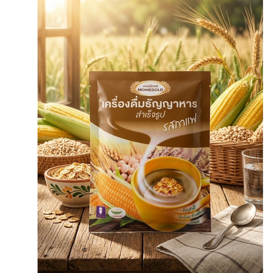 Moniegold มอนนิโกลด์ เครื่องดื่มธัญญาหารสำเร็จรูป รสกาแฟ (แพ๊คเล็ก)