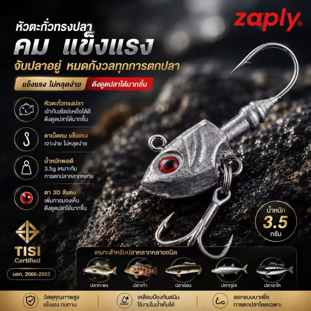 5pcs 3.5g หัวจิ๊ก ปลายาง เหยื่อยาง มีให้เลือกหลายขนาด 3.5g-33g หัวจิ๊กปลายาง ร้าน