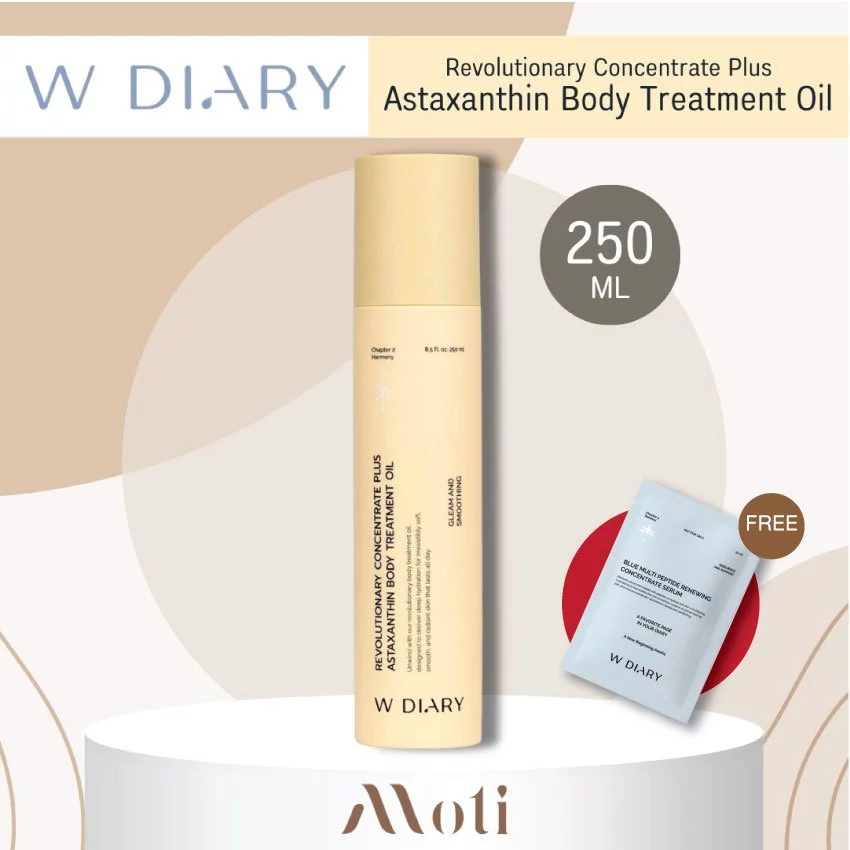 W DIARY Revolutionary Concentrate Plus Astaxanthin Body Treatment Oil 250ml. ออยล์ฟื้นฟูผิว wdiary