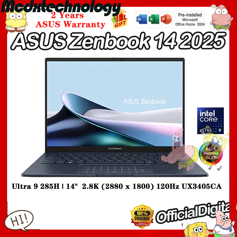 ASUS Zenbook 14 2025 UX3405CA Ultra 9 285H 14" 2.8K (2880 x 1800) 120Hz ASUS Lingyao 14 ASUS Laptop ASUS Zenbook Laptop