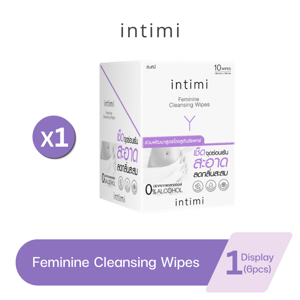 [1 Display 6pcs] Intimi เฟมินีนคลีนซิ่งไวพส์ 10 แผ่น อินทิมี่