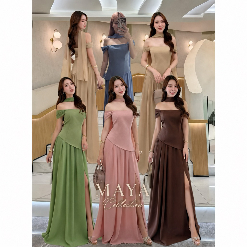ชุดเปิดไหล่เพื่อนเจ้าสาว มาเพิ่ม G146 ชุดเพื่อนเจ้าสาว ขนาด S-2XL ใส่ดีเทลมาให้แน่นชุด - แบบใหม่ล่าสุด