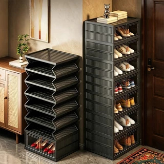🔥shoe cabinet-กล่องใส่รองเท้าแบบแข็งมีฝาปิด ตู้รองเท้าพับโปร่งใส ABS Super Hard PP เกรดอาหาร PET มองเห็นรองเท้าได้ชัดเจน