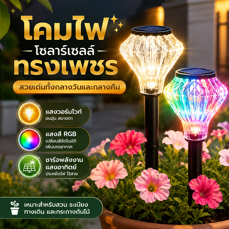 ไฟปักสนาม โซล่าเซลล์ โคมไฟตกแต่งสนามหญ้า ขั้นบันได ประดับตกแต่งสวน ขนาดเล็ก ติดตั้งง่าย กันน้ำ ทนแดด