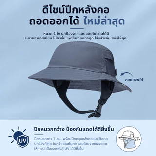 หมวกกันแดด Bucket มีผ้าคลุมคอถอดได้ กัน UV UVA/UVB หมวกกีฬาทางน้ำ หมวกตกปลา หมวกเซิร์ฟ หมวกดำน้ำ สำหรับกิจกรรมกลางแจ้ง