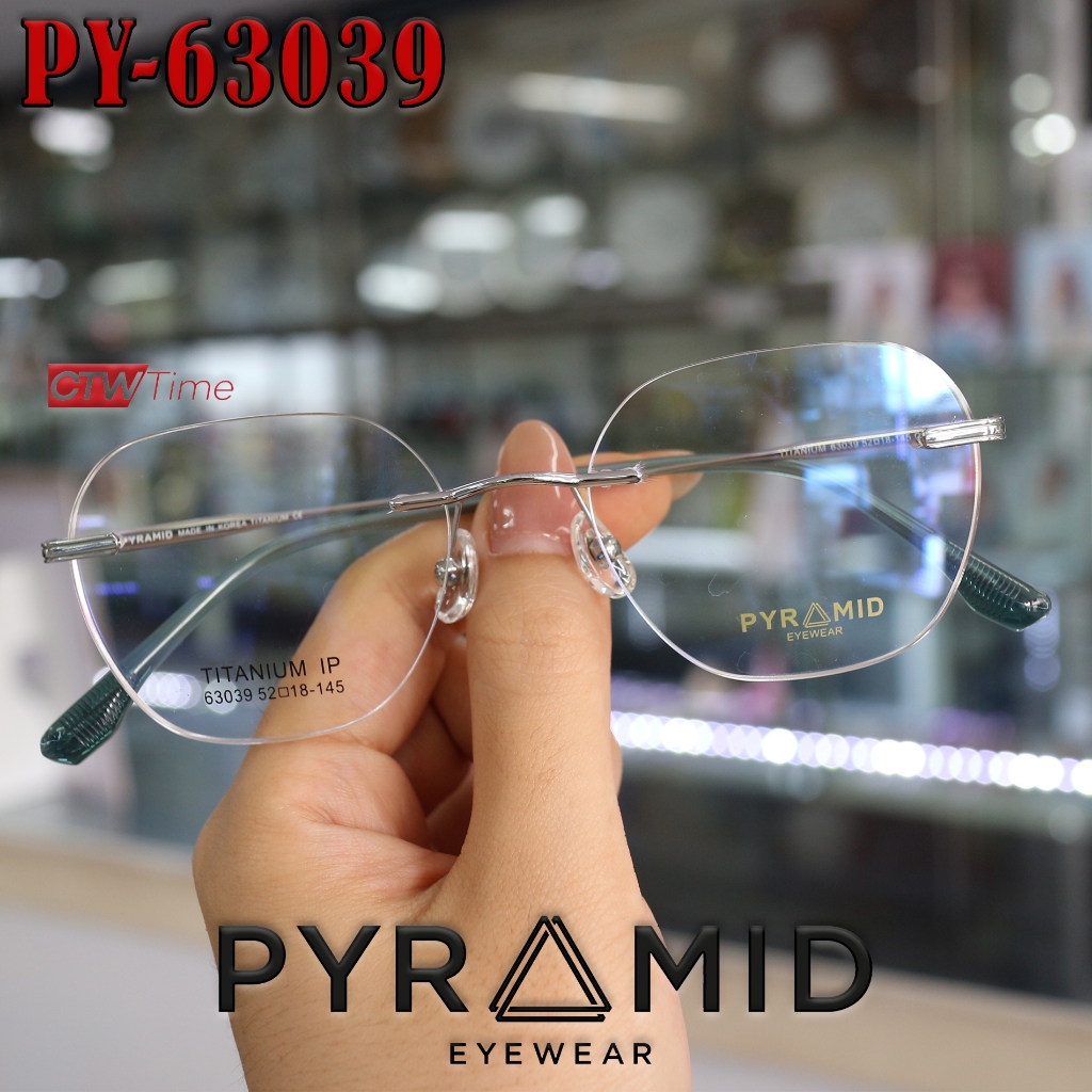 PYRAMID Eyewear กรอบแว่นสายตา รุ่น PY-63039 C5 [ขนาดกรอบ 52 มม.] Rimless พีระมิด **ราคาพิเศษทักแชท**