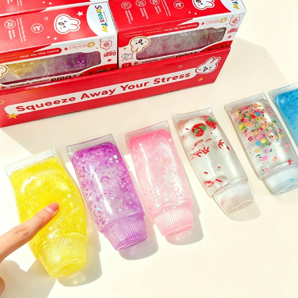 พร้อมส่งจากไทย สกุชชี่ ลายยาสีฟันกากเพชร ของเล่นบีบได้ ยืดหยุ่น เหนียวหนึบ ยืดได้ สกุชชี่
