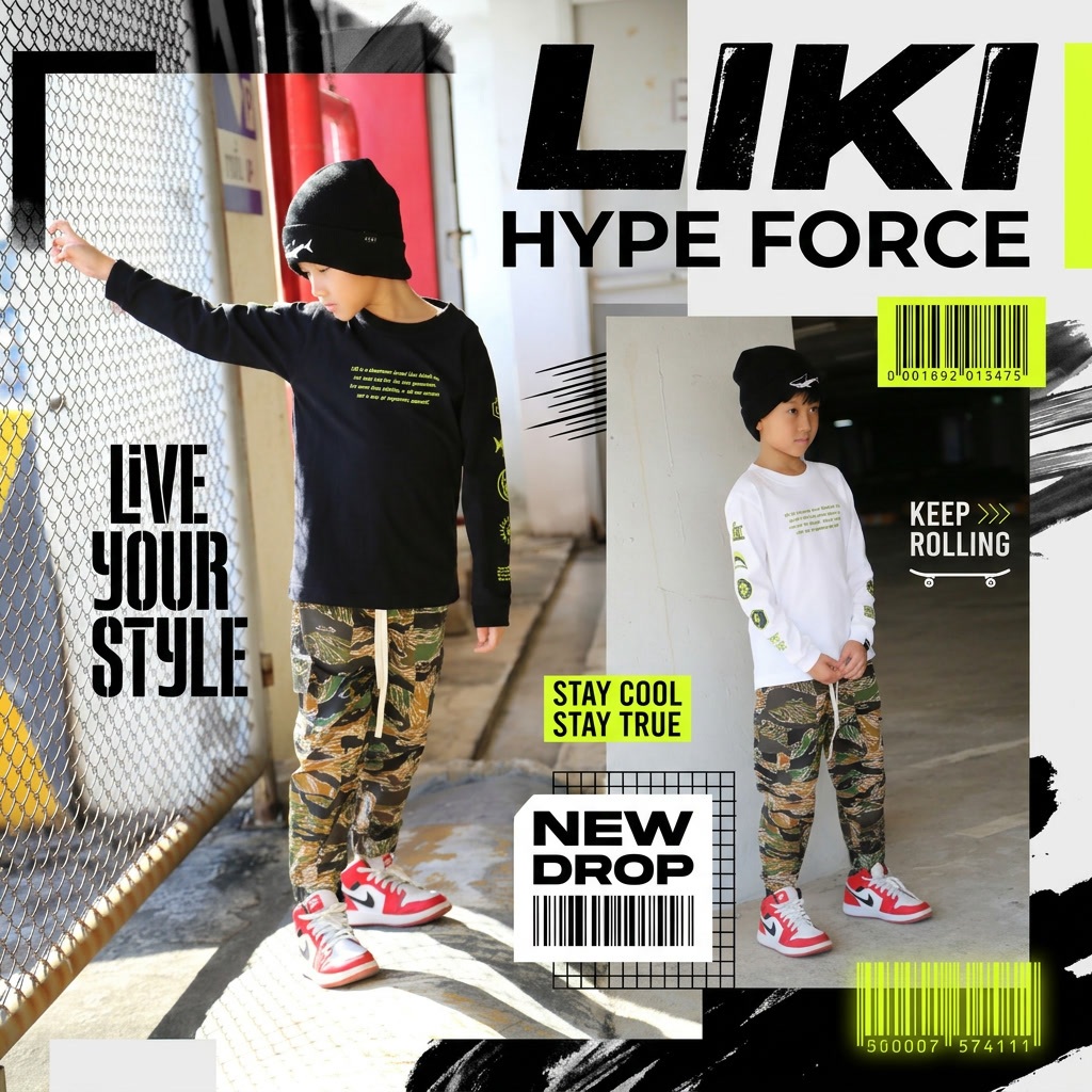 เสื้อยืดเด็กแขนยาว LIKI HYPE FORCE ใส่อุ่นกำลังดี แถมดีไซน์เท่แบบสายสตรีทตัวจริง