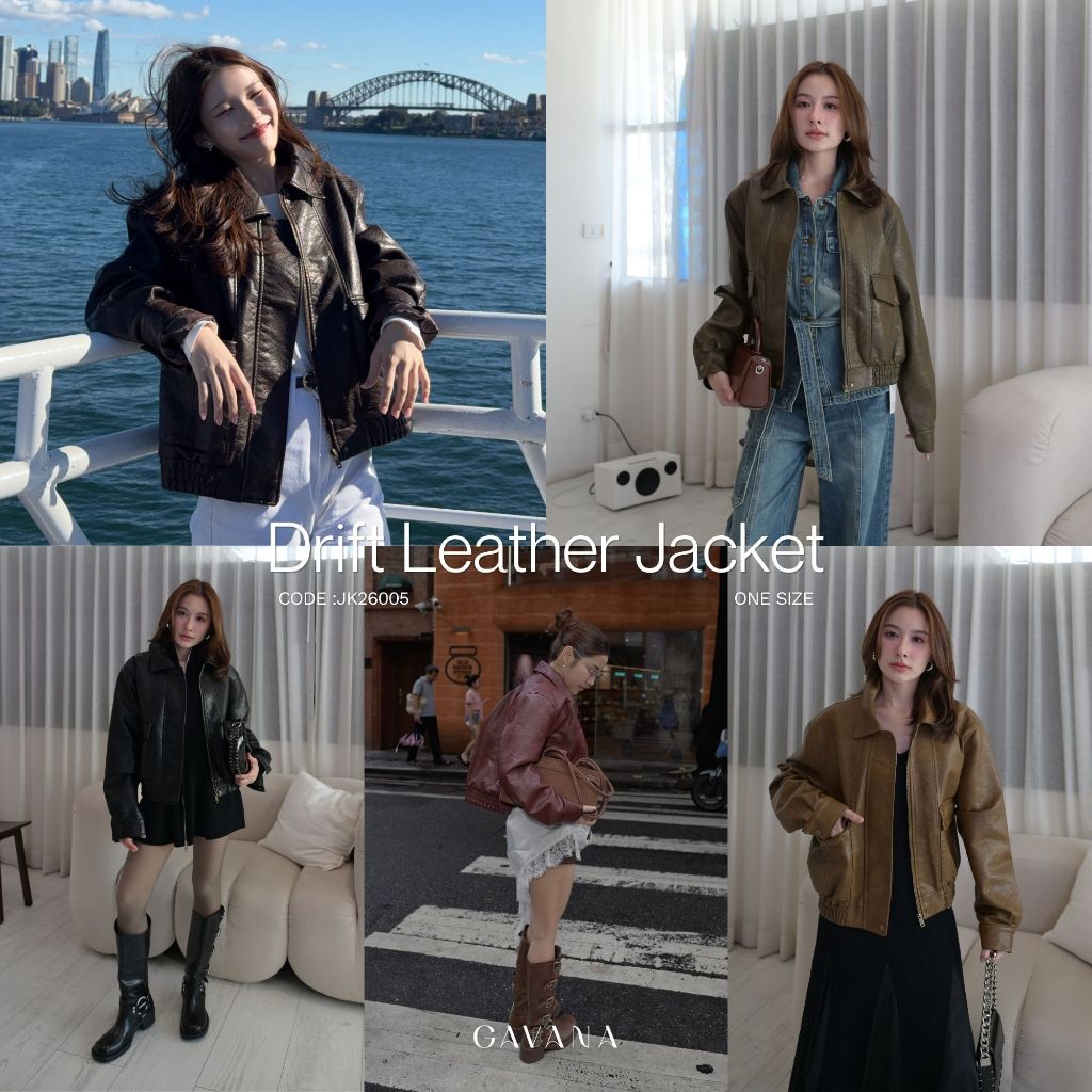 GAVANA - Drift Leather Jacket แจ็คเก็ตหนังแขนยาว ให้ลุคสวยเท่ห์ #JK26005