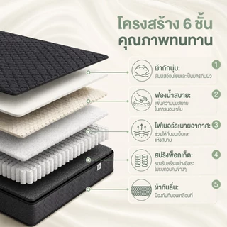 QUGOO ที่นอนสปริง 8 นิ้ว 3.5 ฟุต (20cm) ผ้าทอสัมผัสดี ไม่กัดผิว