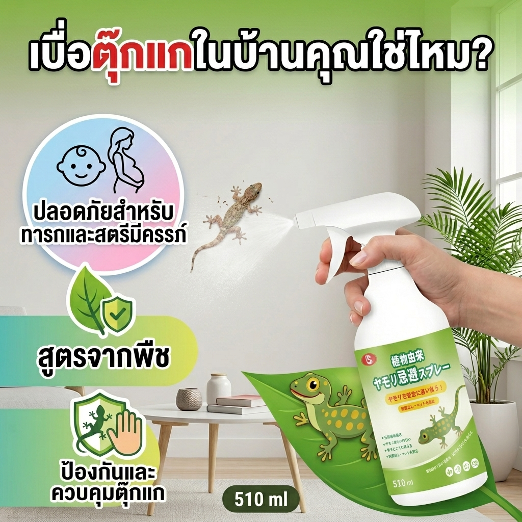 ไล่จิ้งจก ได้ผลจริง! DX ไล่จิ้งจก ไล่ตุ๊กแก ปลอดภัย ไร้สารเคมี 100% สเปรย์น้ำยาสมุนไพร 510 มล.