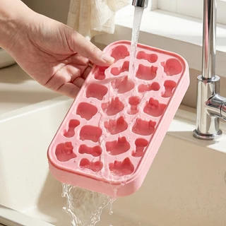 Hello Kitty Ice Mould พร้อมฝาปิดและถังเก็บน้ํา ชุดแม่พิมพ์น้ำแข็งซิลิโคน แม่พิมพ์น้ำแข็งเกรดอาหาร