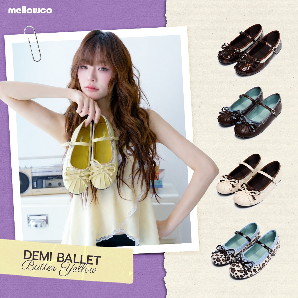 Mellowco รุ่น Demi Ballet Flats รองเท้าบัลเล่ต์หนังมิกซ์ MJ-6108
