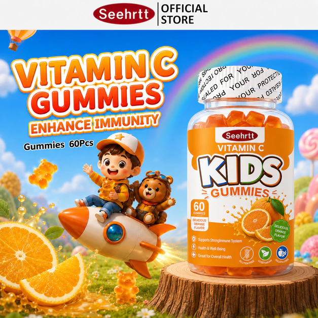 Seehrtt วิตามินซีกัมมี่ วิตามินเด็กอาหารเสริม บํารุงสมอง เด็กเสริมภูมิคุ้มกันVitaminC Gummy Kid's Supplement 100 Gummies