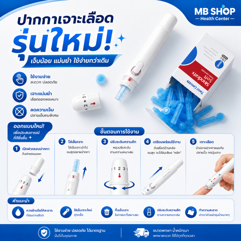 🔥(พร้อมส่ง)🔥 ปากกาเจาะเลือด ปลายนิ้ว Sinodraw🩸Sinocare🩸อุปกรณ์เจาะเลือด เครื่องตรวจน้ำตาล Blood Glucose Pen