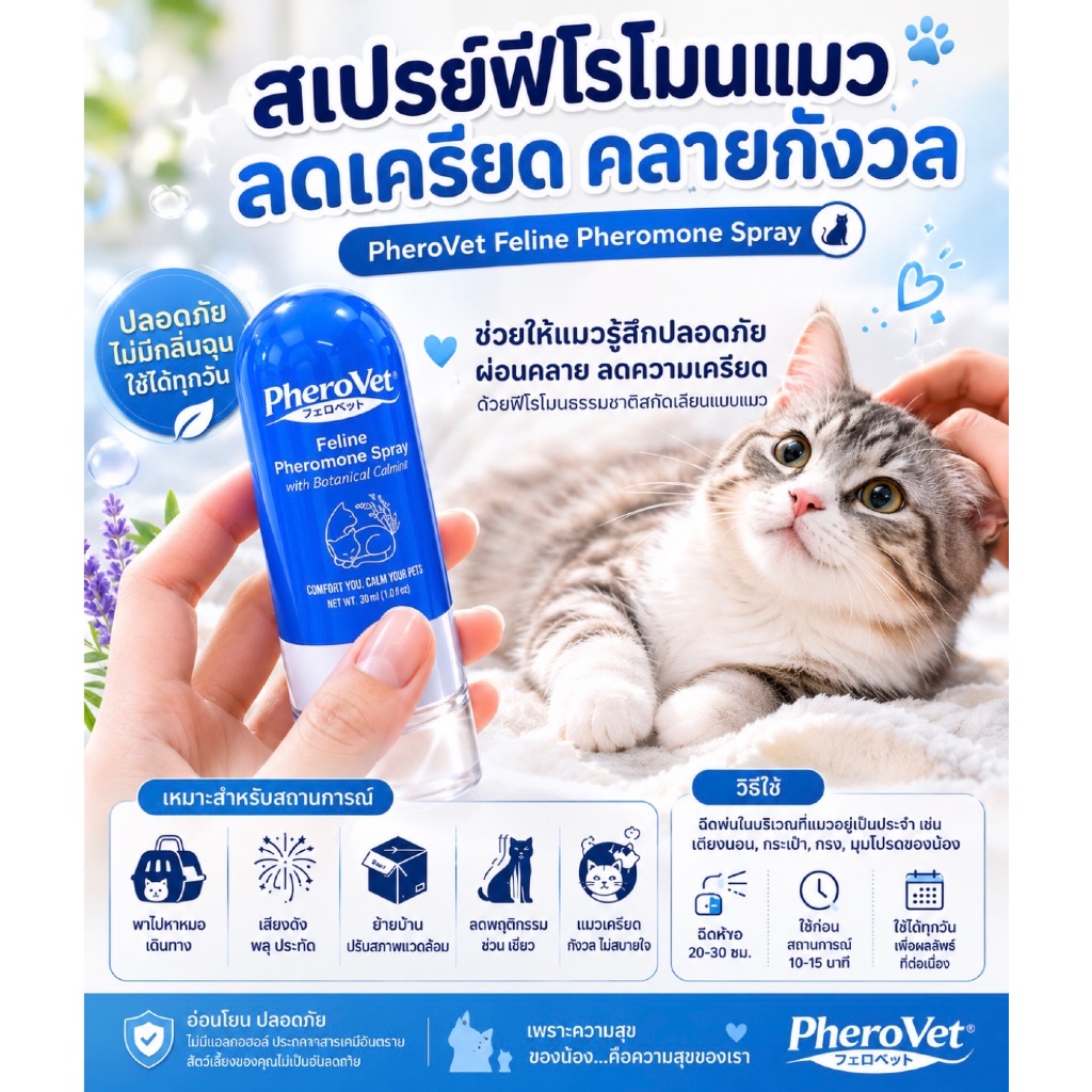 Pherovet สเปรย์ฟีโรโมนคลายเคลียดแมว 50 ml