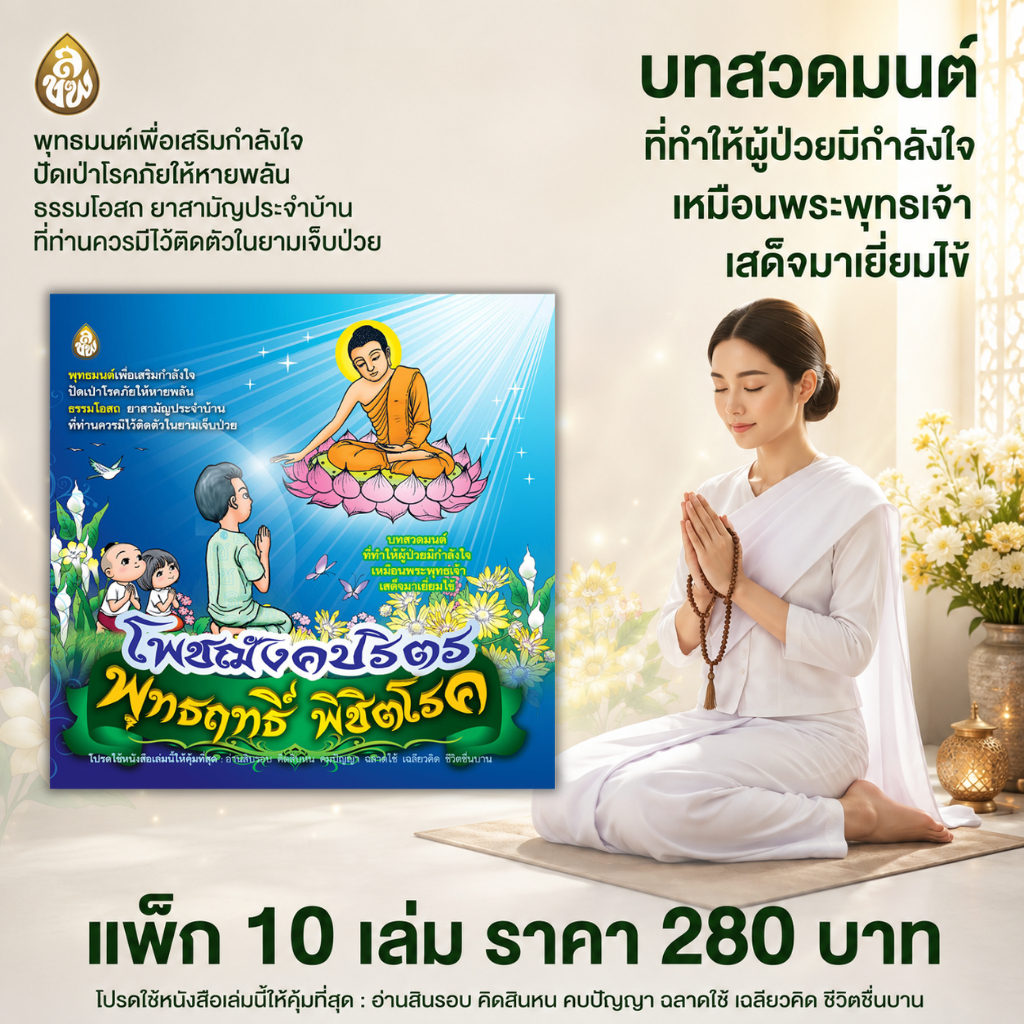 หนังสือสวดมนต์ พุทธฤทธิ์พิชิตโรค(มีให้เลือกซื้อแบบ แพ็ก 5 รูปที่ 2