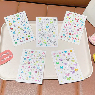 สติกเกอร์ติดหน้าคริสตัล 3D ลายผีเสื้อ หัวใจ ดาว ลายน่ารัก FS-B018