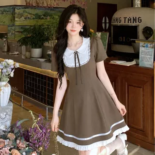EVIOVIO (S-4XL)😍เดรส Coquette ปกลูกไม้ ซิปหลัง พรางหุ่น ถ่ายรูปขึ้นกล้อง ลุคคุณหนูเกาหลี เดรสสาวอวบ ชุดสาวอวบ พร้อมส่ง