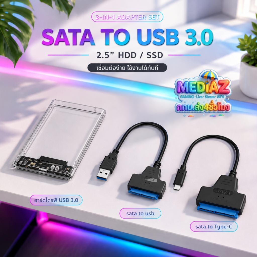 ส่งทันที สายแปลง ssd hdd sata to usb 3.0 Type-c box III ฮาร์ดดิสก์ 2.5" นิ้ว อะแดปเตอร์ 5Gbps