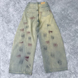 JINJEANS-3318 (XS-9XL) Barrel baggy Jeans กางเกงยีนส์ทรงหลวม กระบอกใหญ่ ขากว้าง สีมอสลาเต้ (Moss Latte)