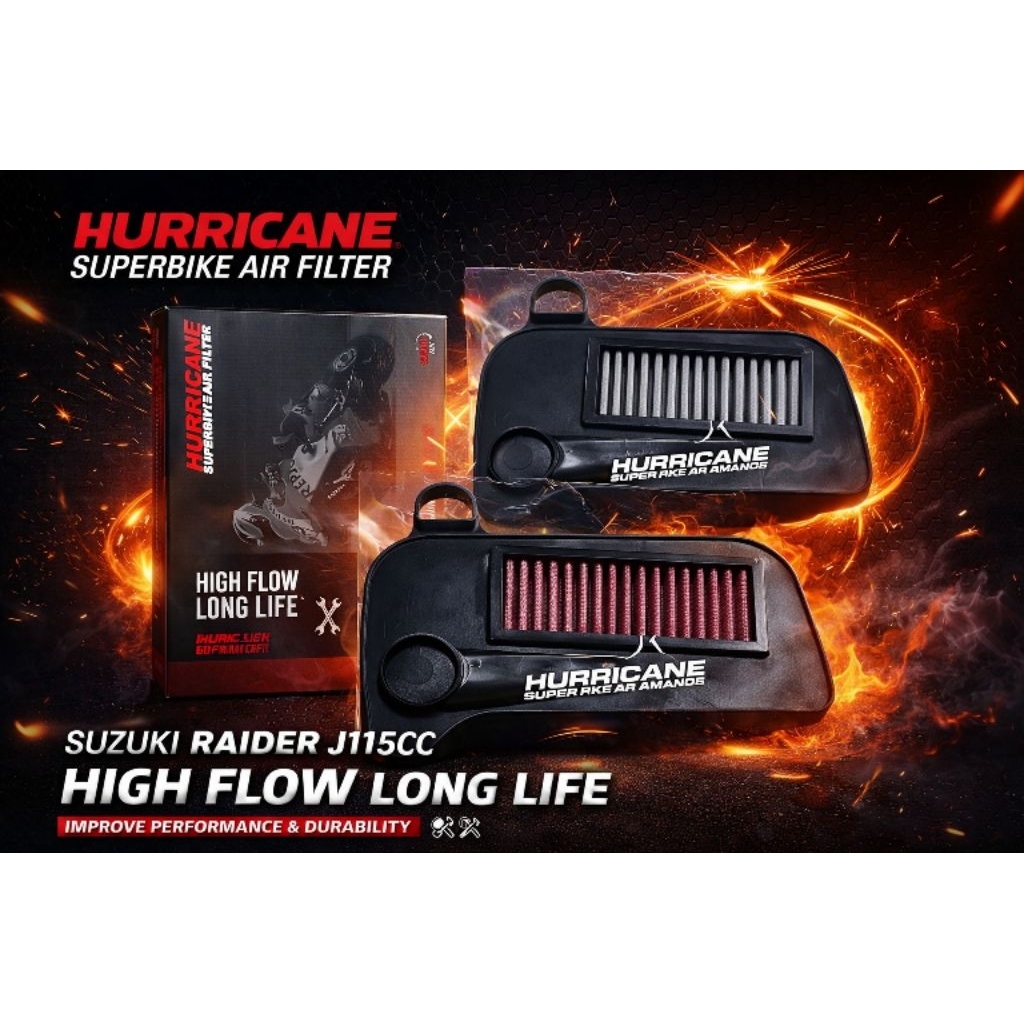กรองอากาศ Hurricane แบบผ้ารุ่น Suzuki Raider-J, Smash115fi