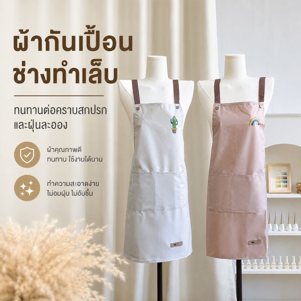 จัดส่งทันที ♡ ผ้ากันเปื้อน กันฝุ่น สำหรับช่างทำเล็บ Nail Technician Apron