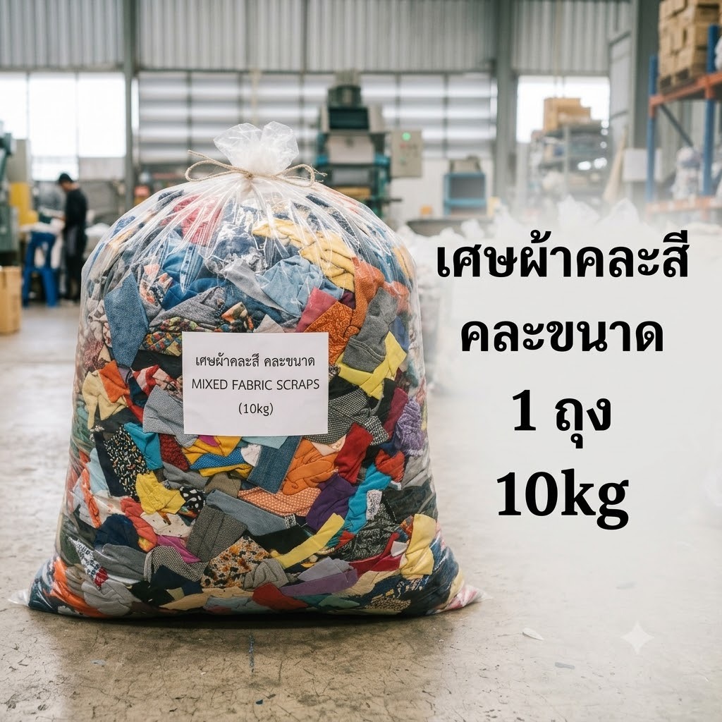 เศษผ้าคละสี คละไซส์ (ขนาดฝ่ามือ) ยกกระสอบ 1 ถุง 10 kg คุ้มค่า ราคาโรงงาน!
