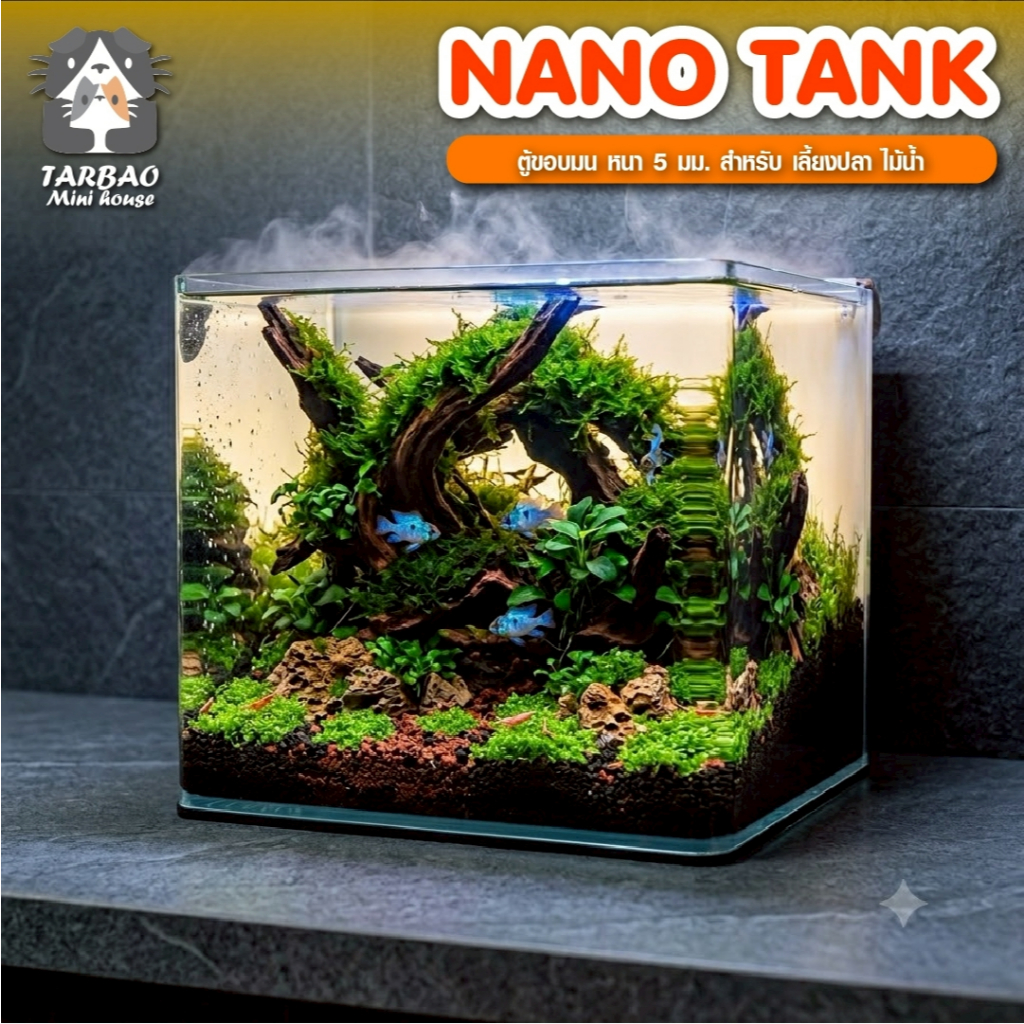 (พร้อมส่ง) ตู้ปลานาโน กระจกหน้าโค้งขนาดเล็ก fish tank ตู้ปลาขนาดเล็ก 7-12 นิ้ว