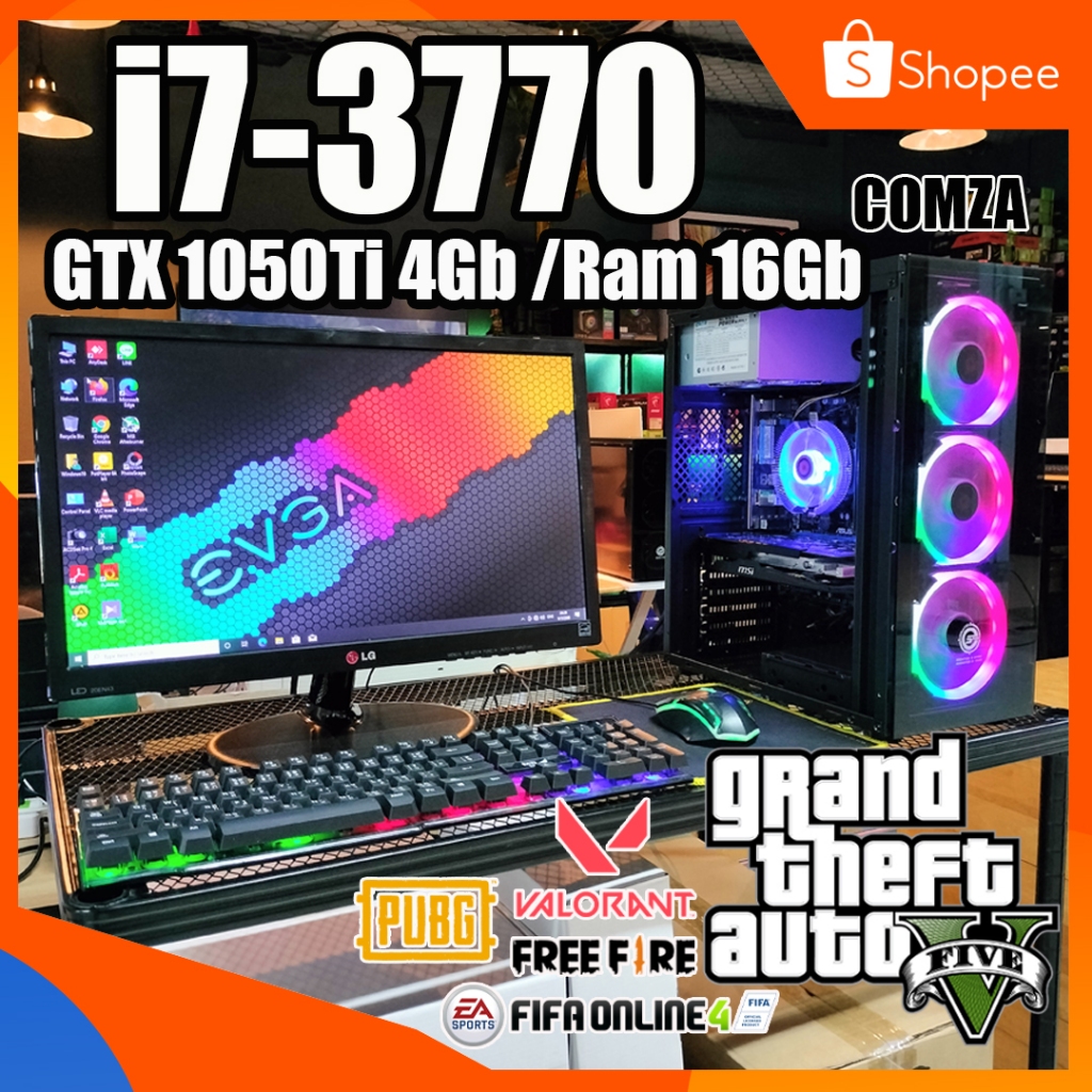 คอมพิวเตอร์ ครบชุด Core-i7 /GTX 1050Ti 4Gb /Ram 16Gb ทำงาน-เล่นเกมส์ Pubg,Freefire,Varolant,GTA V สินค้าพร้อมใช้งาน