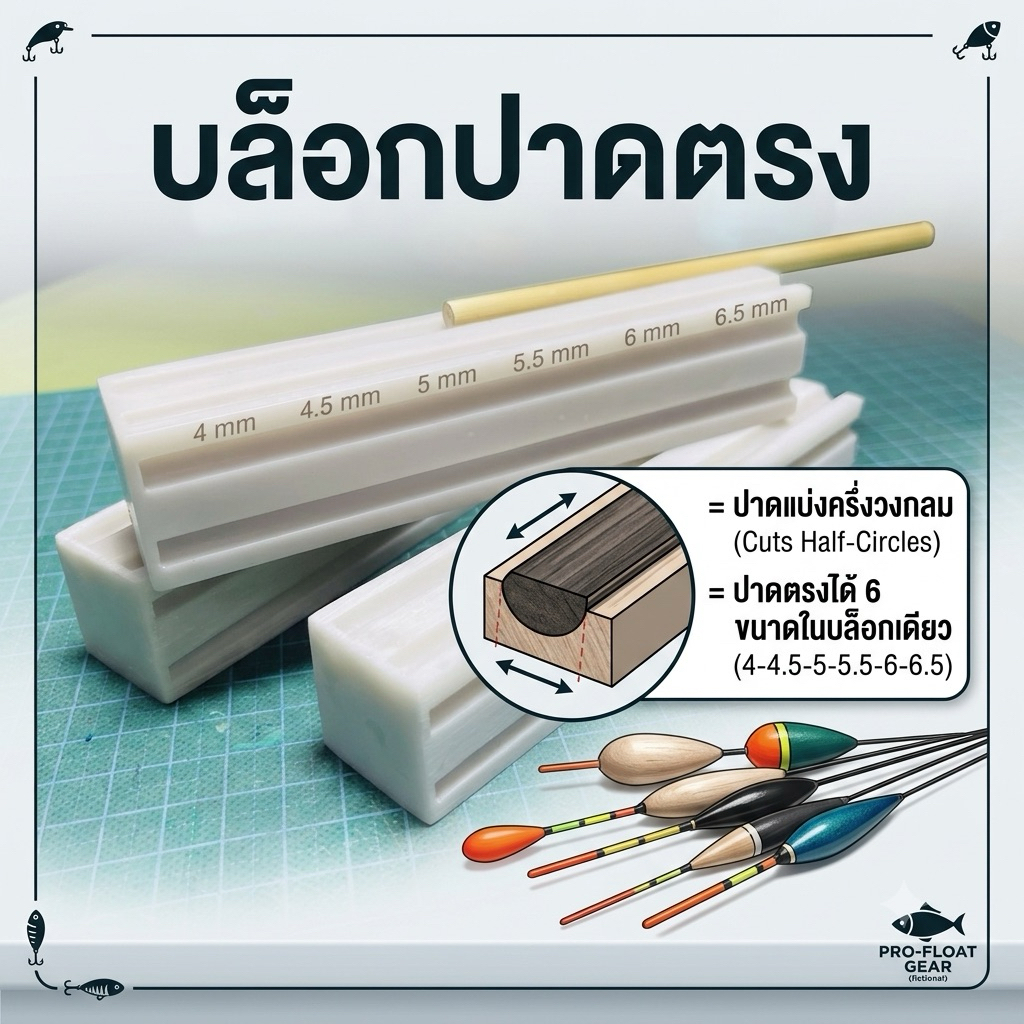 บล็อกปาดตรงขนนกทำทุ่นตกปลา(ปาดได้6ขนาดใน1บล็อก)