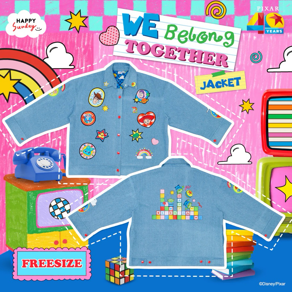 HAPPY SUNDAY WE BELONG TOGETHER JACKET (Defect เสื้อซับในหมูแฮม)