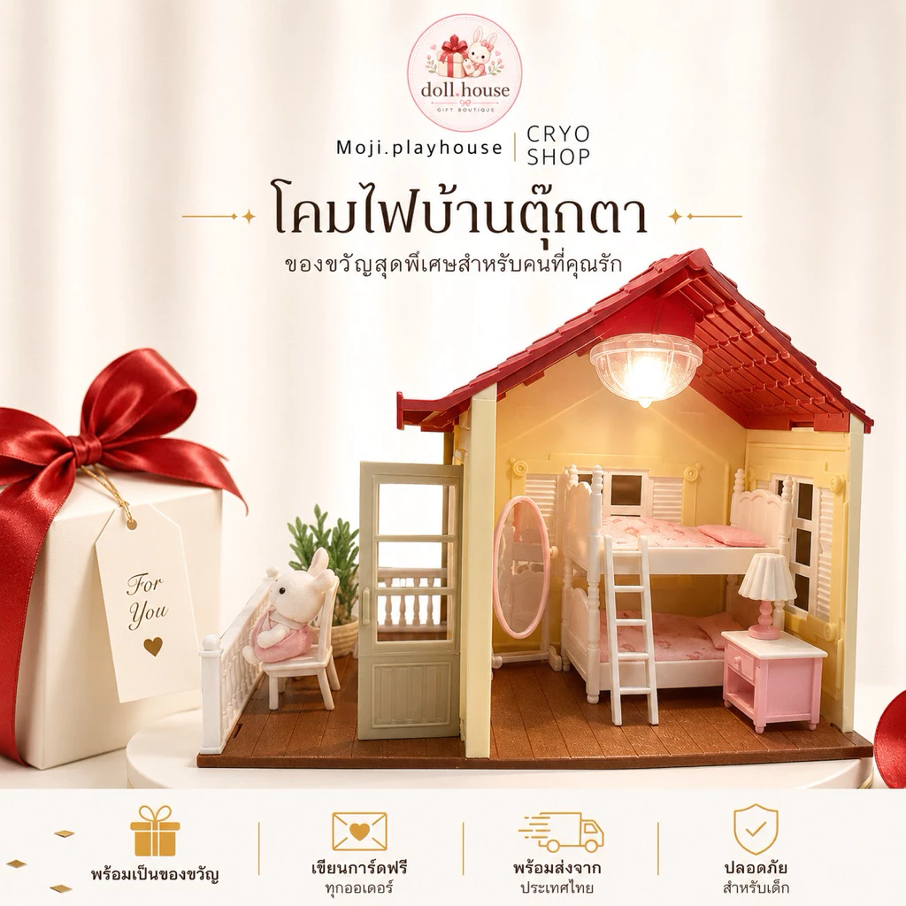 โคมไฟบ้านตุ๊กตา บ้านตุ๊กตากระต่าย