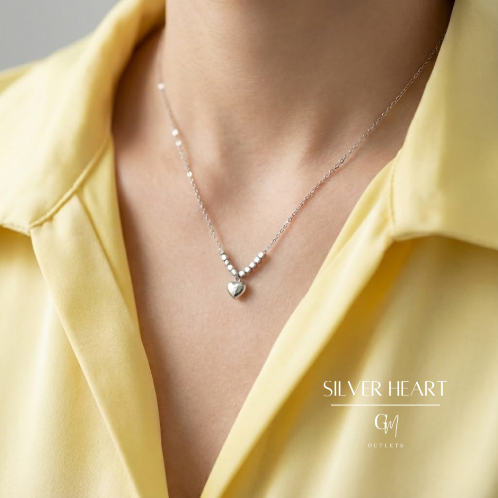OUTLETS ล้างสต็อกจากโรงงานตรง สร้อย Silver Heart จี้หัวใจแวววาว สร้อยคอเงิน สร้อยแฟชั่น สร้อยเงิน