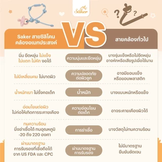 Saker สายคล้องซิลิโคน Food Grade อเนกประสงค์ (จุกหลอก ยางกัด ของเล่น) ปลอดสารพิษ ยืดหยุ่น ไม่บาดผิว