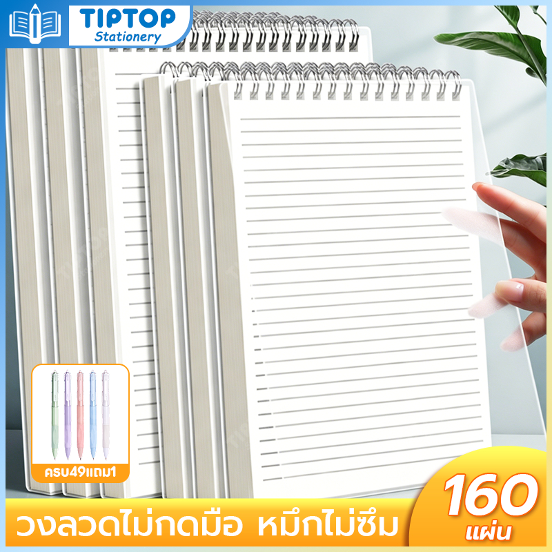 สมุดโน๊ตสันห่วง A4 B5 A5 ปกใส สไตล์มินิมอลมูจิ เส้นบรรทัด/ตาราง กระดาษหนาไม่ซึมหมึก สมุดเรียนทำงานnotebook muji official