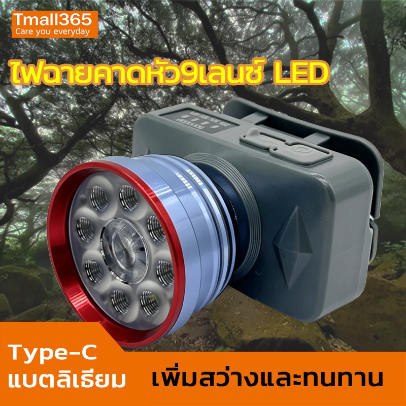 NEOBEE ไฟฉายคาดหัว 9 เลนซ์ SH-461 ไฟบอกแบตเหลือ ชาร์จไฟ TYPE-C ทนทาน