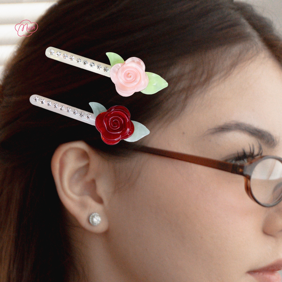 พร้อมส่ง VARY MUCH  กิ๊บติดผม Vintage Rose Design VARYMUCH by VARYWELL 8 CM (1 pcs) แพคเกจถุงผ้าไหมแก้ว