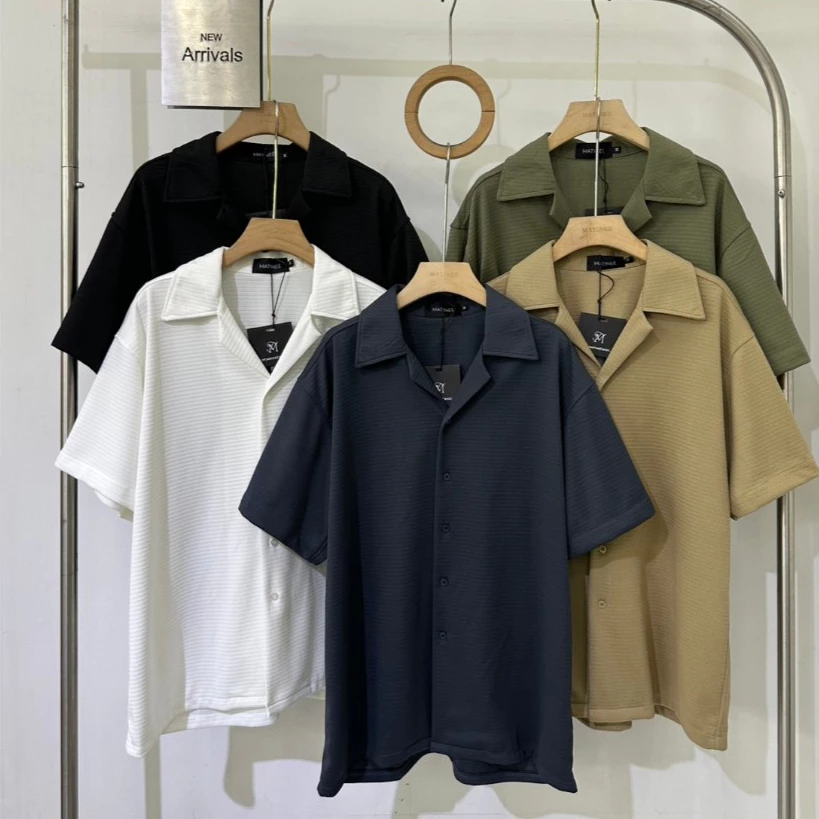 เสื้อเชิ้ตผู้ชายแขนสั้น สีพื้นมินิมอล รุ่น N137