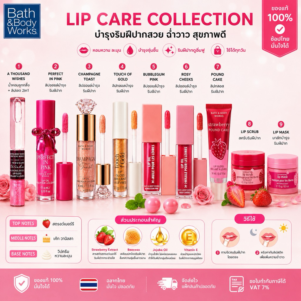 Bath & Body Works Lip Care Collection ของแท้ ป้ายไทย | Lip Oil | Lip Gloss | Lip Scrub | Lip Mask | พร้อมส่ง