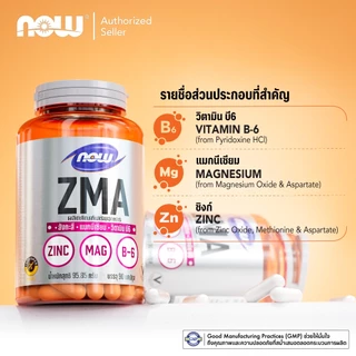 ซีเอ็มเอ | ZMA / Zinc - Magnesium - Vitamin B-6 [Capsules] by NOW SPORTS | Authentic Made in USA