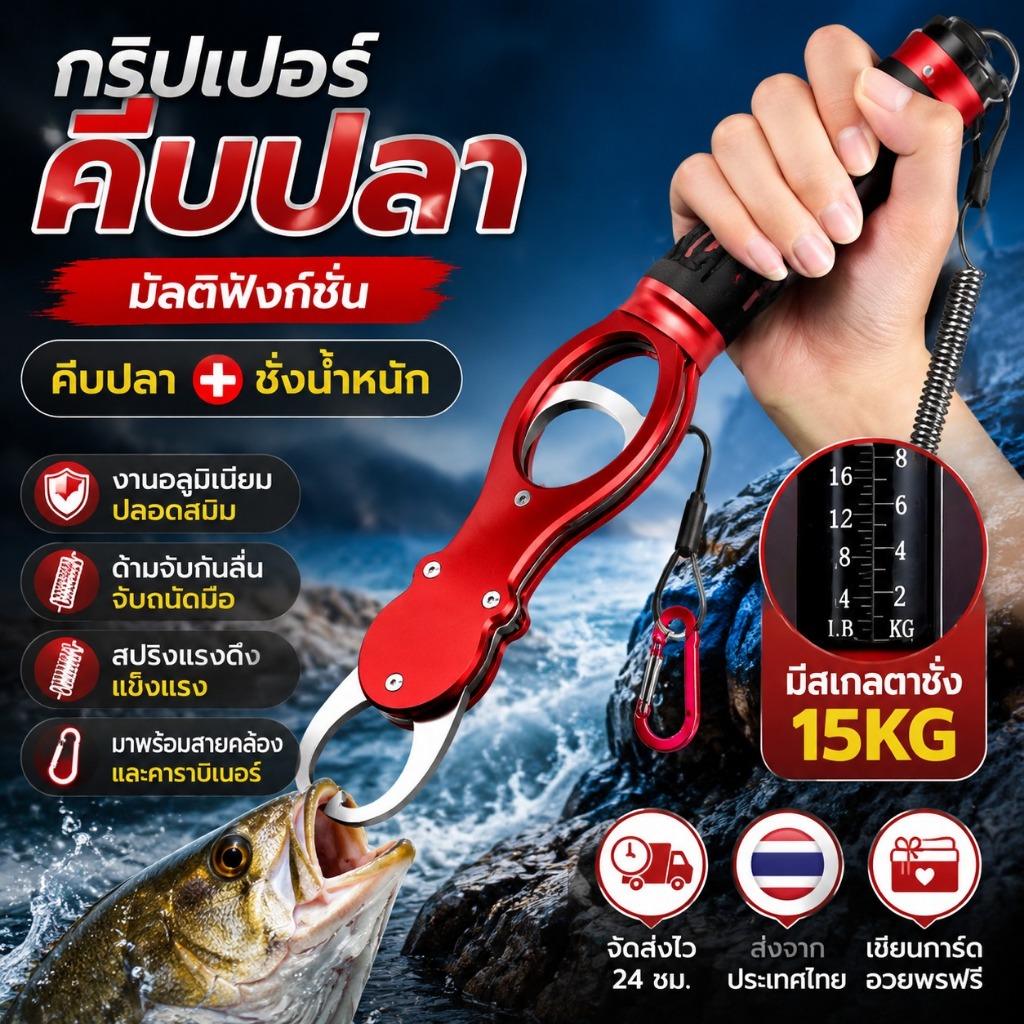 Gripper Fish Gripper คีมตกปลาวัสดุมัลติฟังก์ชั่นกริปเปอร์ที่คีบปลาชั่งน้ำหนัก